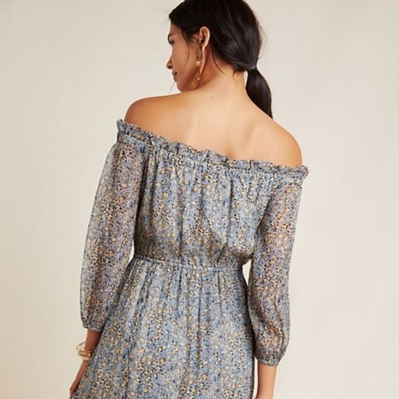 NWT ANTHROPOLOGIE Kira Metallic Peasant Dress - Picture 5 of 8